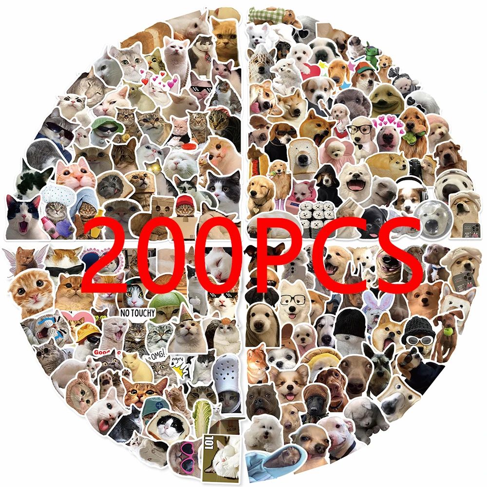 10//50/100/200pcs Cute Cat Dog Meme Graffiti Stickers Funny