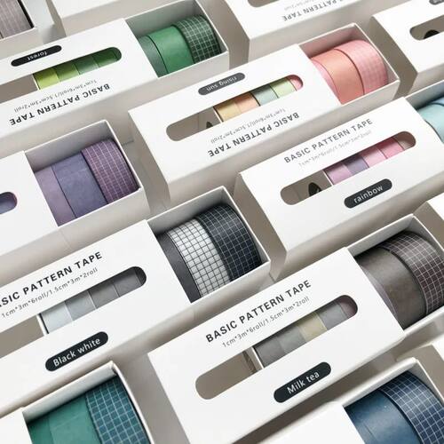 8Pcs/box Pure Color Basic Style Decoration Washi Masking Tap