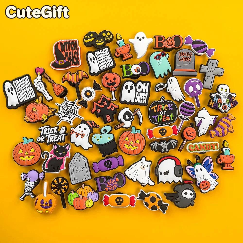 50pcs Halloween Shoe Charms Pack Cute Ghost Shoe Decorations