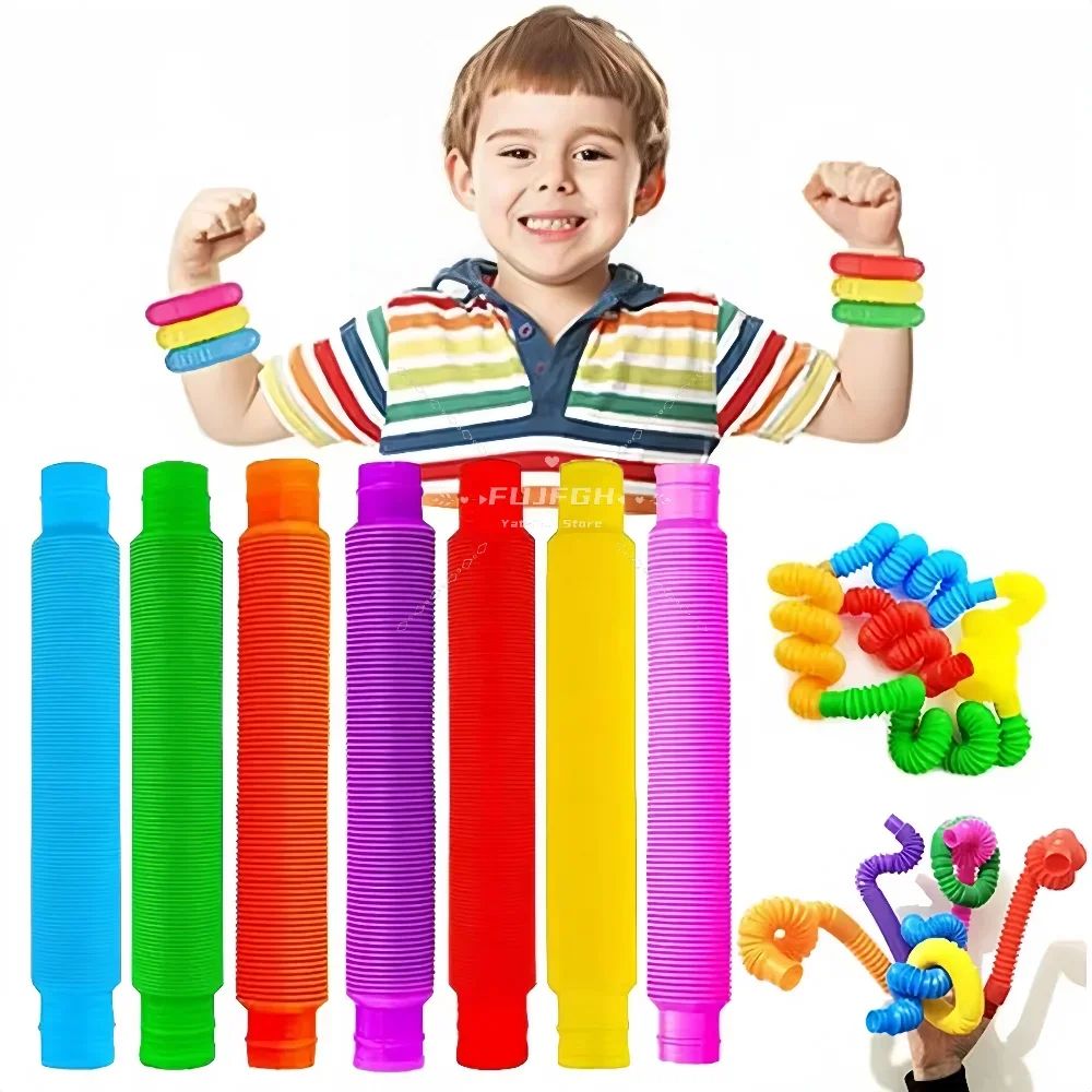 8-40 Pcs Pop Tubes Colorful Telescopic Fidget Toys Sensory T