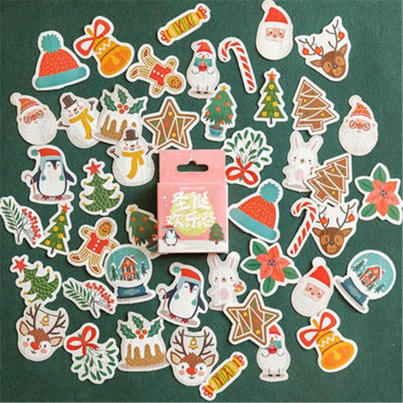 45PCS/Box Christmas Decorative Sticker Merry Santa Claus Sha