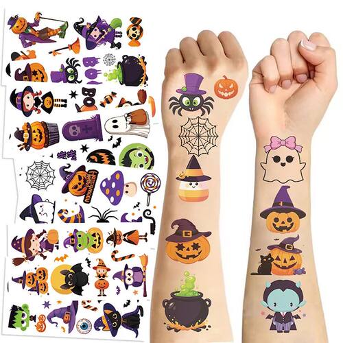 10 Sheets Kids Toy Gift Halloween Pumpk Tattoo Sticker Tempo