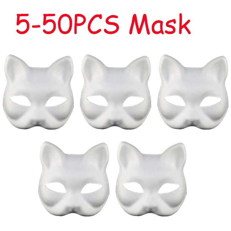 5/10/20//50PC White Halloween Paper Mache Masks Unpainted Th