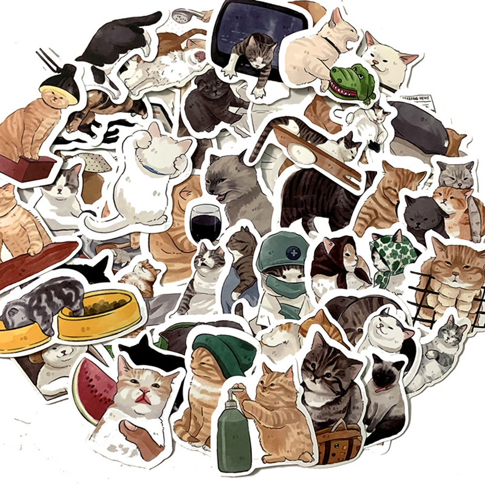 54pcs Cute Cats Animal Graffiti Stickers Cartoon Decals Kids