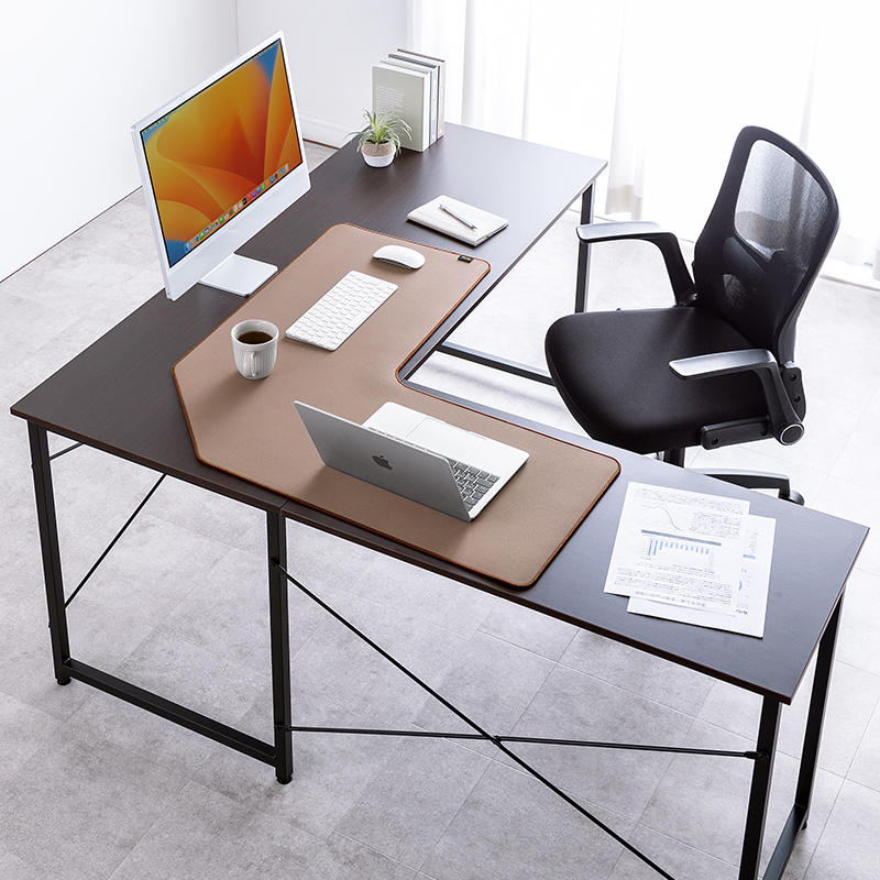 日本sanwa直角鼠标垫超大号L型拐角办公桌垫电竞游戏布质细面