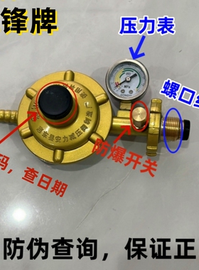 先锋JYT-0.6液化气减压阀家用防爆燃气灶热水器低压阀带表煤气阀