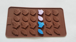 烘焙工具 diy巧克力硅胶模具 小树叶形状蛋糕装饰插片玫瑰花树叶
