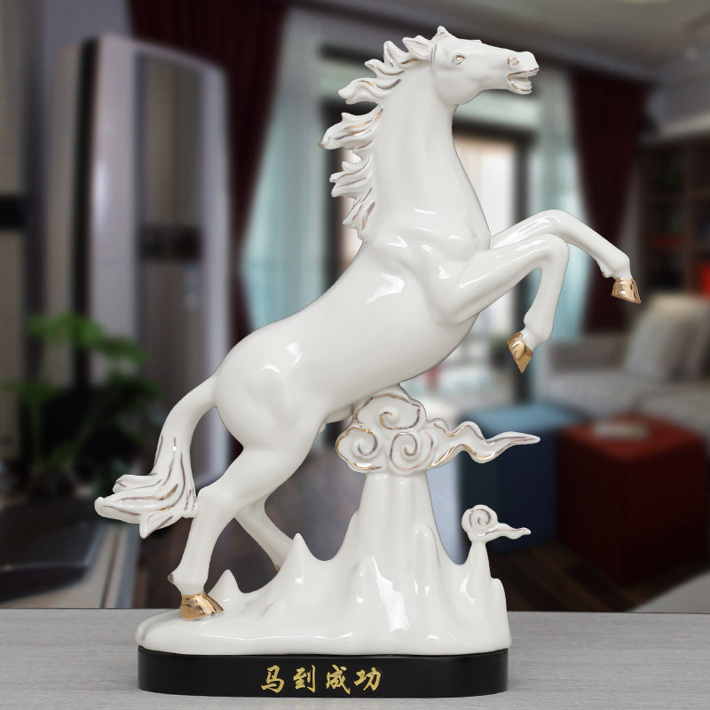 创意招财陶瓷马摆件十二生肖瓷器马家居开业办公室装饰工艺礼品摆