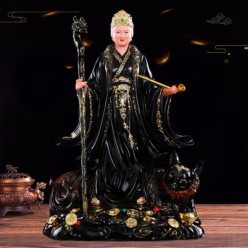 新款站像黑老太神像家用佛堂供奉摆件树脂佛像黑妈妈铁刹山
