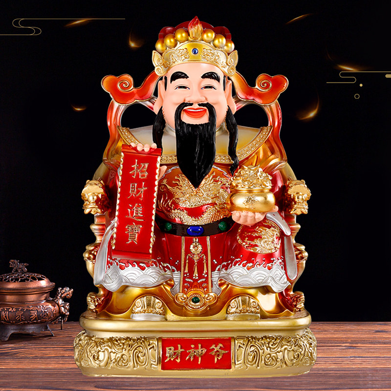 新款招财进宝财神爷神像佛堂店铺供奉招财摆件文财神范蠡树脂佛像