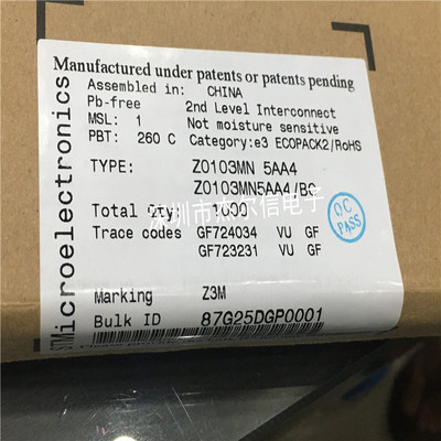 Z0103MN 5AA4 1A 600V 丝印Z3M ST SOT223 进口原装 可直拍 出样