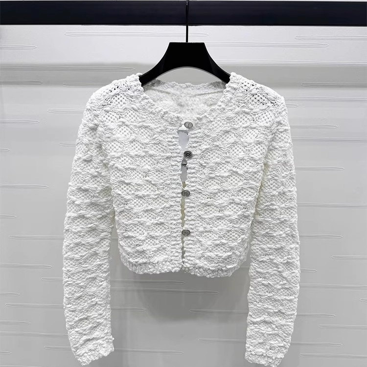 现货2025春季新款设计感小众菱格纹针织开衫女宽松显瘦上衣