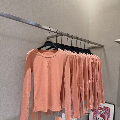 通勤圆领长袖修身显瘦T恤女