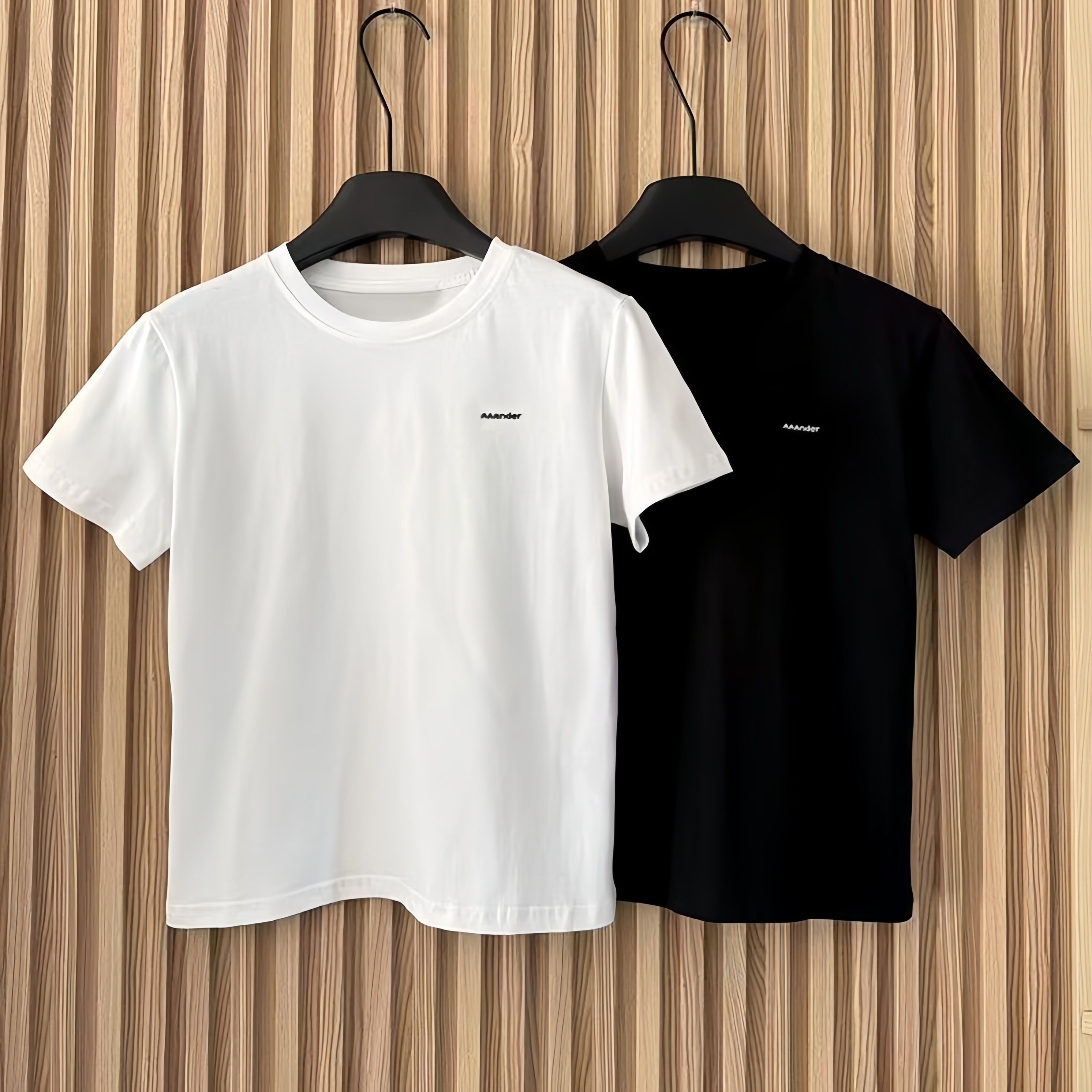 简约纯色字母图案休闲短袖T恤男女圆领纯棉百搭上衣黑白两色