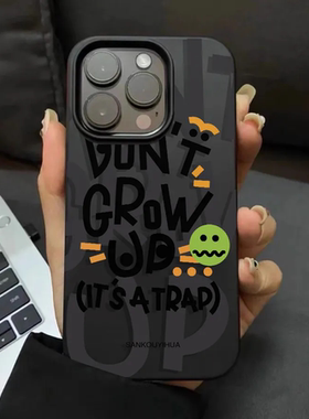 个性英文适用苹果15promax手机壳iPhone13防摔14磨砂11软壳12黑色