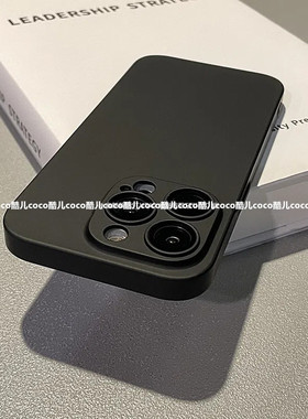 高档黑色pc磨砂适用苹果14promax手机壳iphone13/12简约11/xr防摔