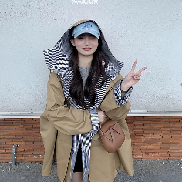 2025新款韩系风衣女中长款秋冬款宽松学生休闲松弛感时尚大衣外套