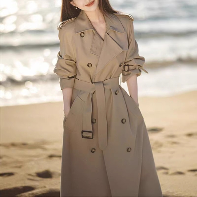 奶茶色风衣外套女2025春秋季新款韩系中长款小个子轻奢松弛感大衣