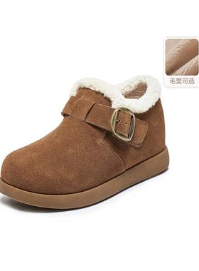 百丽毛毛勃肯乐福鞋女靴2025冬新款加绒棉鞋雪地靴E4Z1  E4Z1DDM5