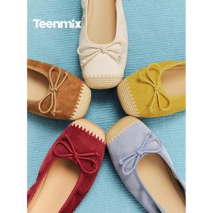 平底小皮鞋 2026春新款 BG965 女鞋 天美意彩虹软糖软底芭蕾浅口单鞋
