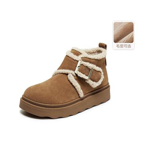 百丽厚底毛毛勃肯鞋雪地靴女鞋子