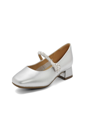 百丽玛丽珍鞋女鞋子2024春季新款高跟繁花珍妮浅口单鞋B2C1 B2C1D