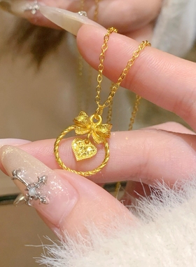 金店同款沙金蝴蝶结碎冰冰项链