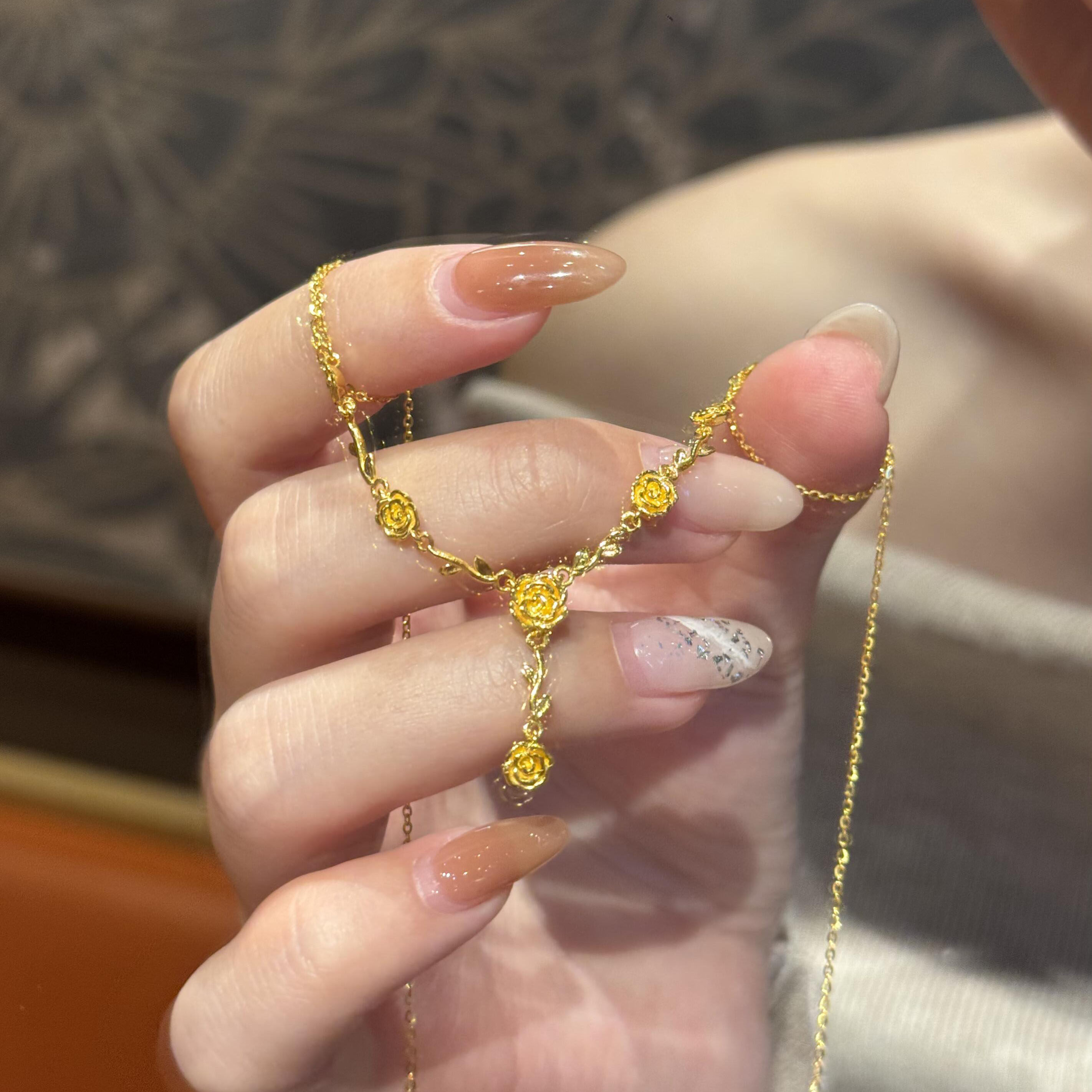 越南沙金新款玫瑰花项链女花朵挂坠套链百搭复古18K金玫瑰项链潮,饰品/流行首饰/时尚饰品新,项链,淘宝优惠券,粉丝福利购,淘宝优惠卷