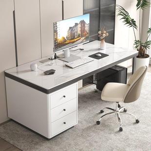 意式轻奢电脑桌家用卧室书房岩板书桌学生学习写字台办公桌子加厚