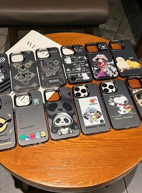 适用华为P40/MATE70/50潮流黑彩银国潮镭射IMD荣耀x60/90/80卡通文字防摔磨砂硬NOVA13/8/9/11SE手机壳保护套