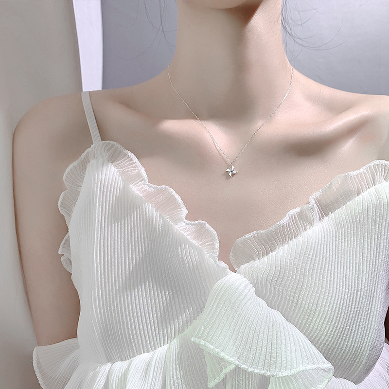 2025年新款纯银风车项链女生轻奢小众冷淡风设计感通勤锁骨链礼物