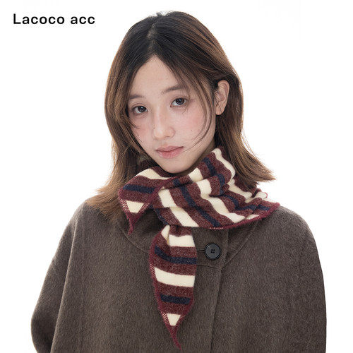 Lacoco经典复古条纹三角巾女