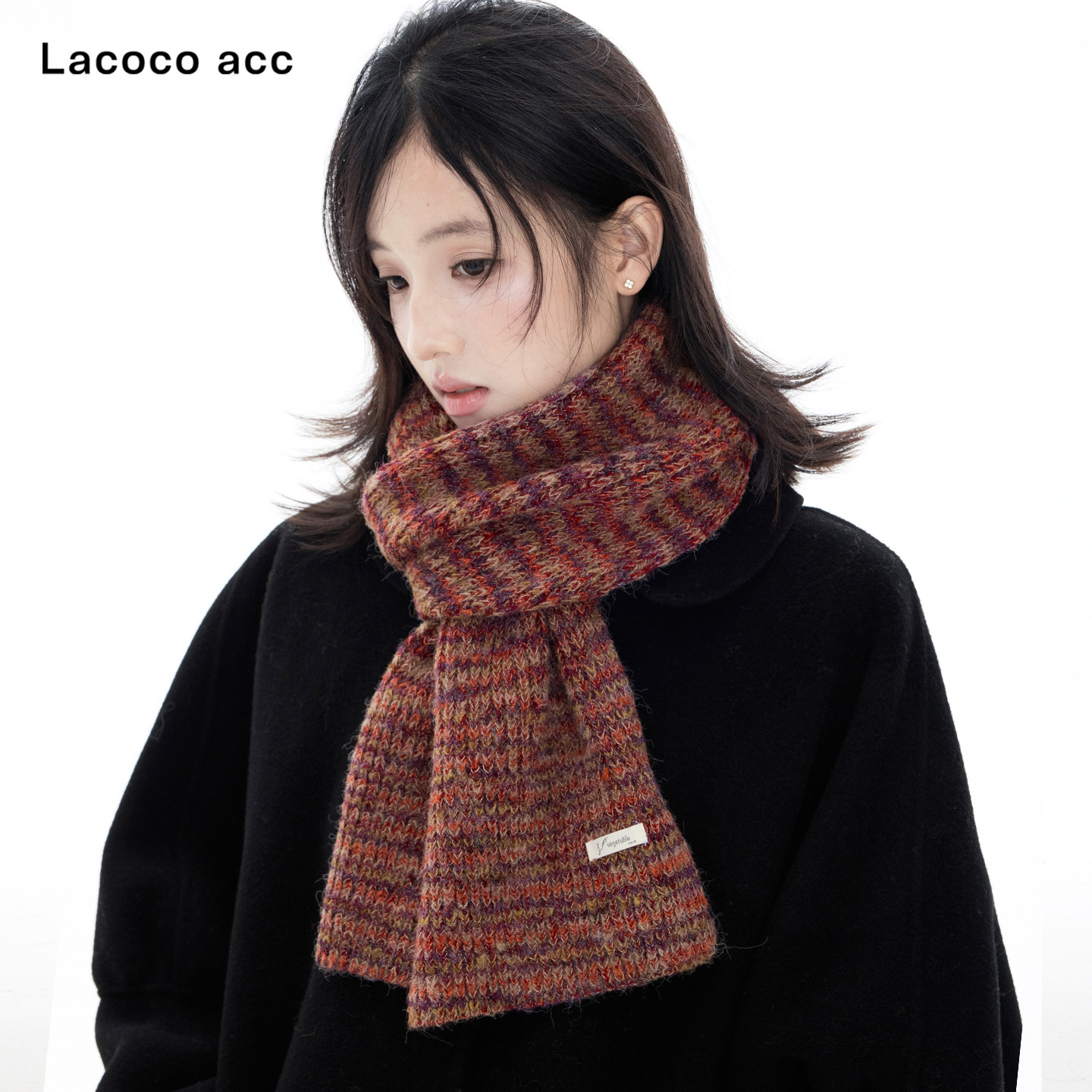 Lacoco 日系时髦混纱针织围巾女2026秋冬加厚软糯保暖围脖护颈潮