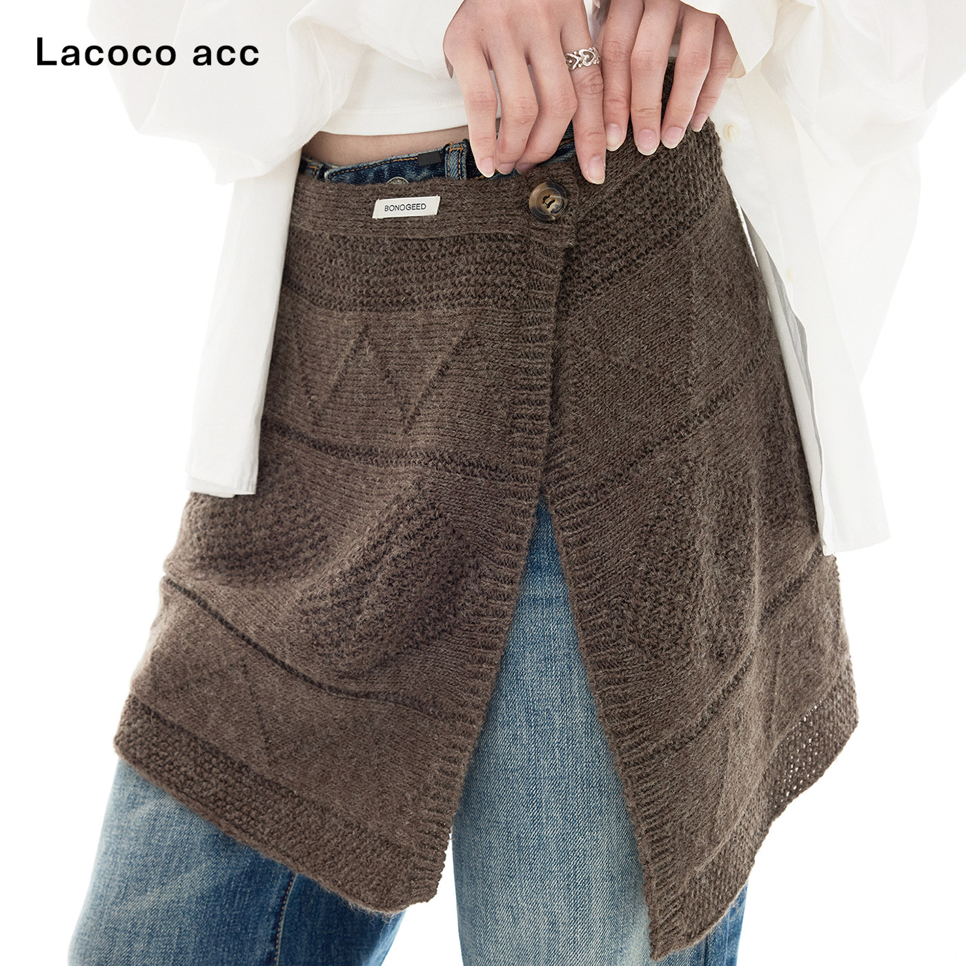 Lacoco多功能针织裙帘披肩女2026秋冬新款保暖百搭围巾高级感屁帘