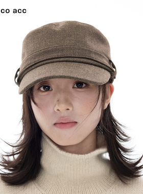 Lacoco气质英伦风平顶鸭舌帽女