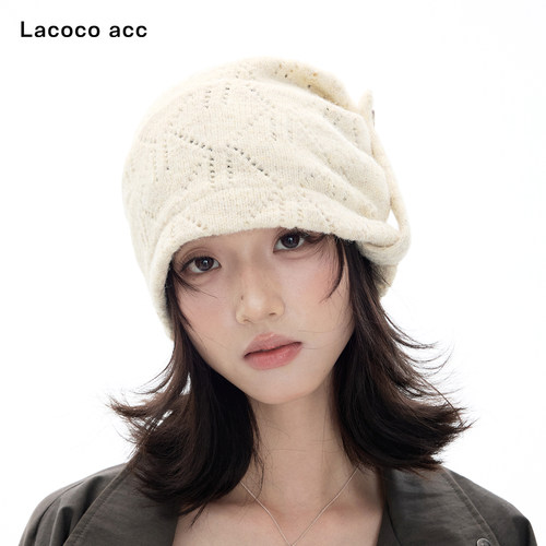 Lacoco韩系双面镂空针织帽