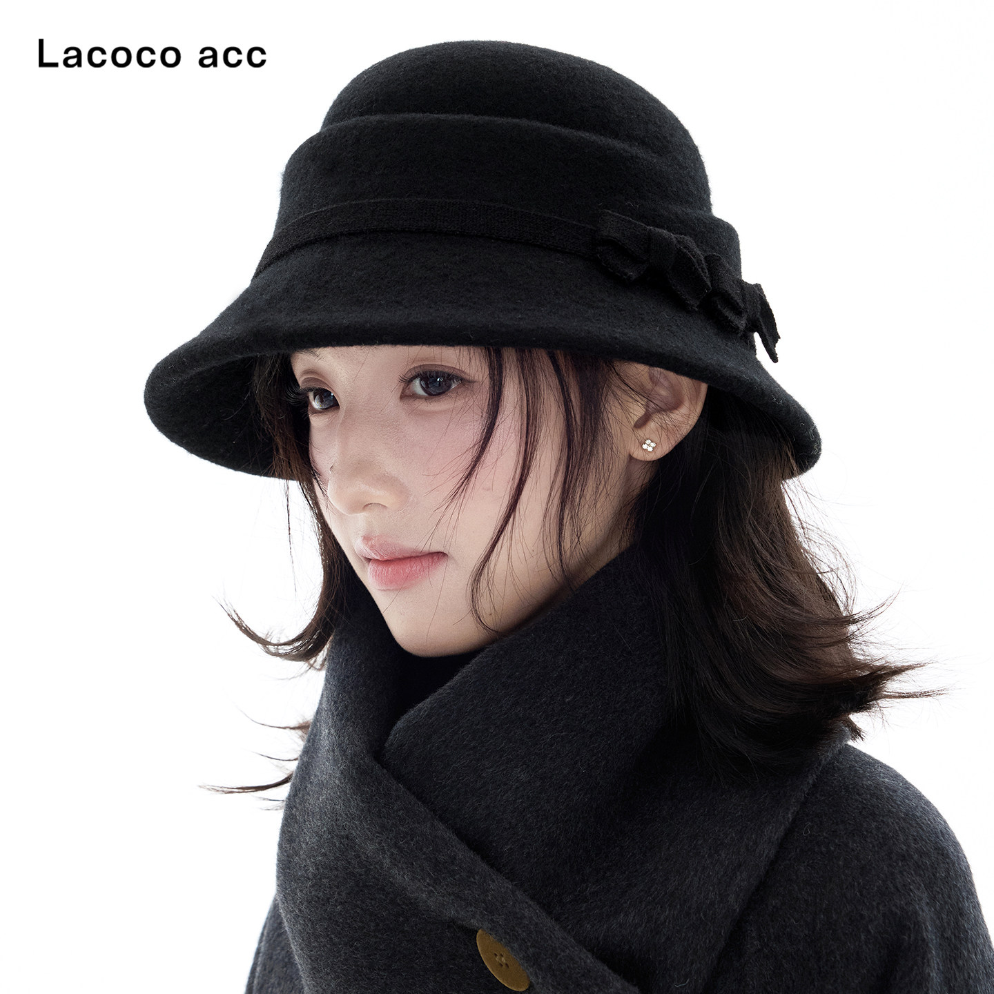 Lacoco 法式100%羊毛渔夫帽女2026秋冬赫本风保暖礼帽显脸小盆帽