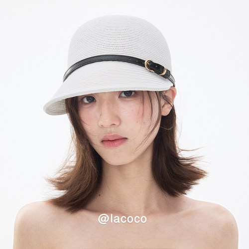 Lacoco日系时尚草编鸭舌帽女