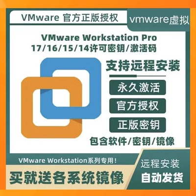 VMware17/16/15 Pro专业版虚拟机序列号VM密钥许可证支持远程安装