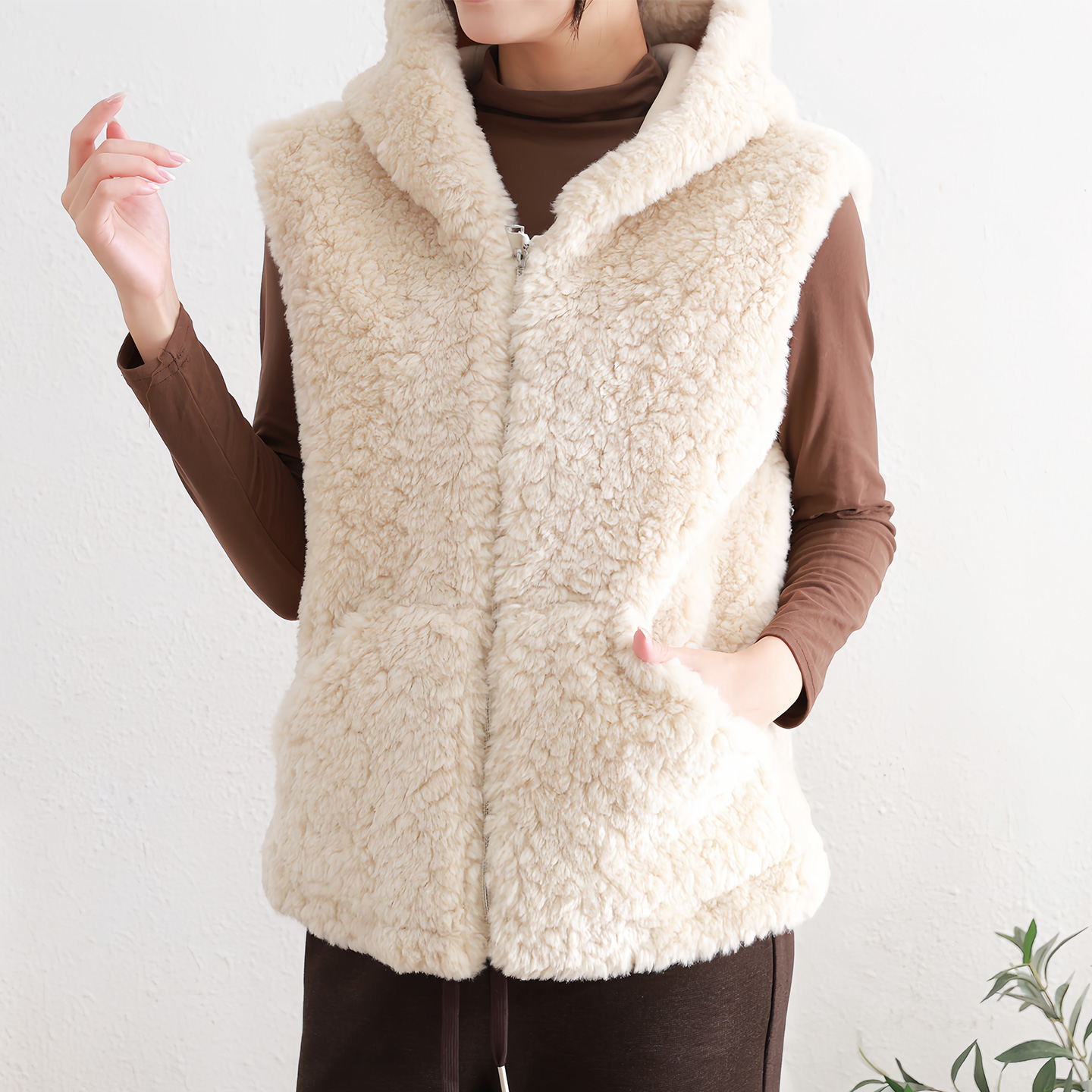 羊羔毛马甲女款2025新款连帽外套