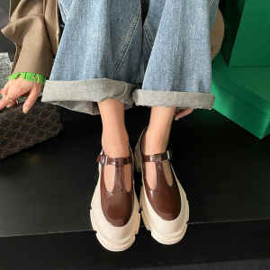 法式玛丽珍女鞋2023新款丑萌复古mona大头厚底松糕小皮鞋春夏单鞋