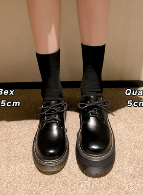 马丁靴女低帮三孔1461quad马丁鞋英伦风厚底小皮鞋女百搭系带单鞋