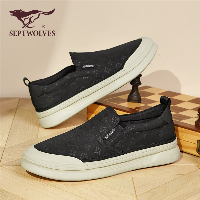 七匹狼春季新款一脚蹬懒人帆布鞋