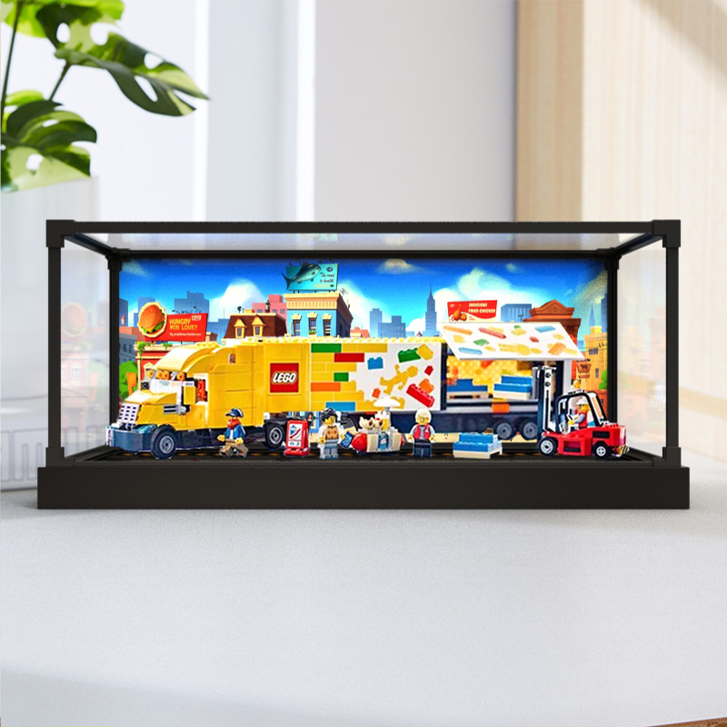 合金框展示盒适用乐高城市系列60440黄色运输卡车积木模型防尘罩