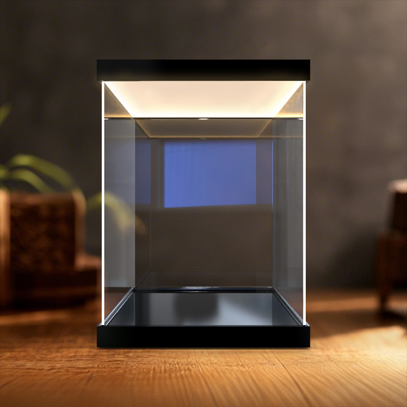 盲盒收纳展示架带灯透明亚克力手办展示盒公仔乐高模型定制展示架