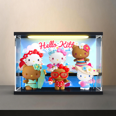 适用TOPTOY三丽鸥Hello Kitty夏日海滩系列手办防尘罩灯光展示盒