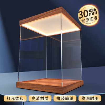 乐高模型定制亚克力展示盒动漫玩具家用免胶高清展示柜灯箱手办柜