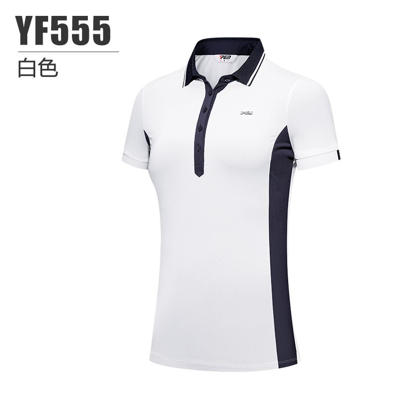 高尔夫服短装女YF555装袖恤拼色翻领设开衩下摆时尚计运动上衣