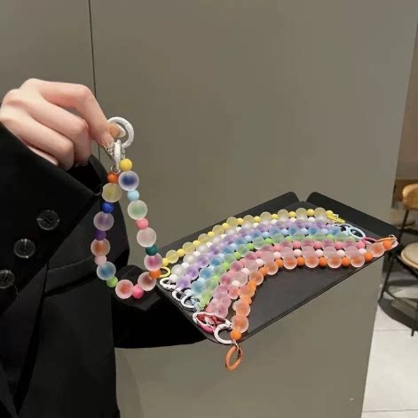 可爱多巴胺彩色磨砂集合随机韩式手机链项链手机链条串珠挂饰