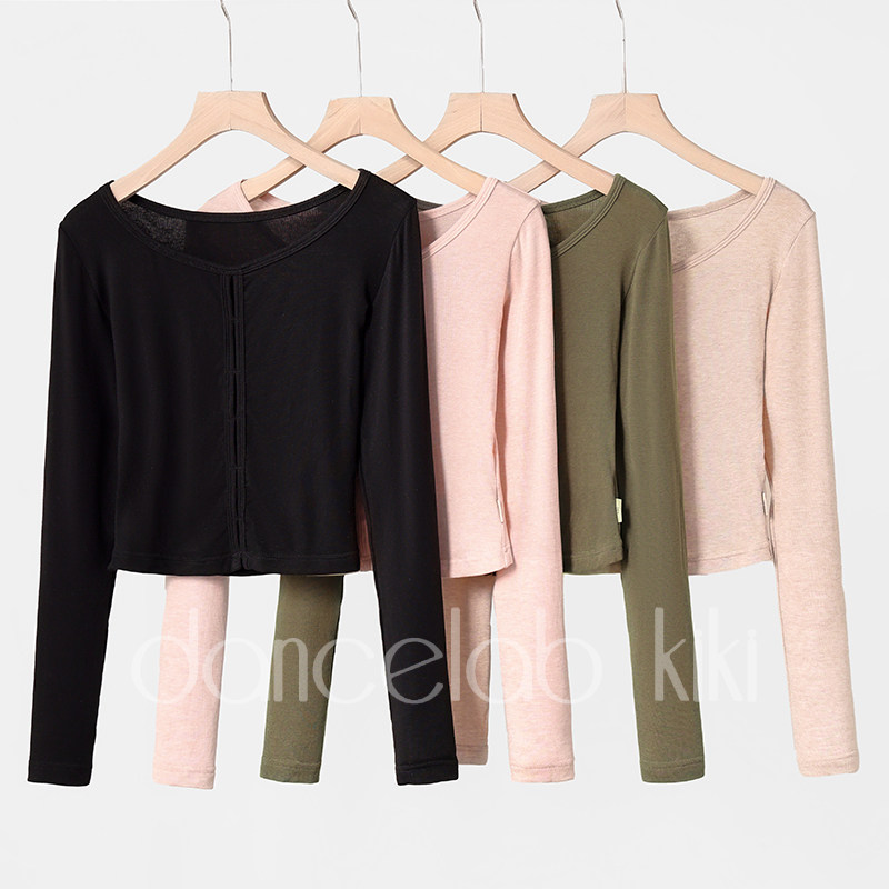 dancelab kiki芭蕾舞保暖热身大圆领羊毛短罩衫长袖蕾丝